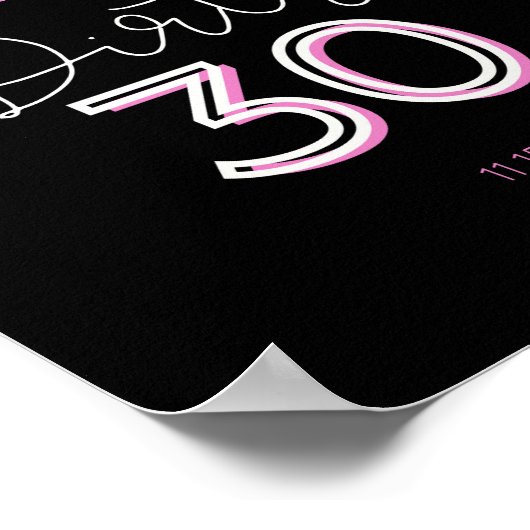 Zwart Dirty Thirty Custom Welkom Poster Sign (Hoek)