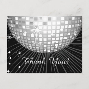 ZWART, DISCO PARTIJ, DANCE, BIRTHDAAG DANK JE KAAR BRIEFKAART