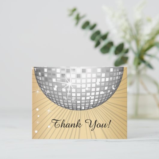 ZWART, DISCO PARTIJ, DANCE, BIRTHDAAG DANK JE KAAR BRIEFKAART (Staand voorkant)