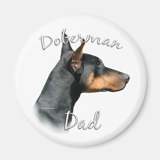 Zwart Doberman Papa - Magneet (Voorkant)