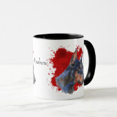 Zwart Doberman Pinscher Rode Abstracte achtergrond Mok (Voorkant rechts)