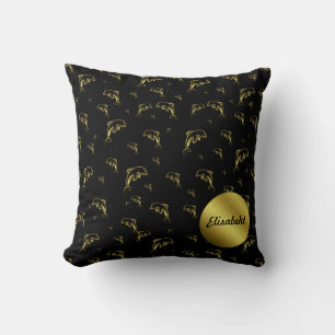 zwart, dolfijn, vis, natuur, aquatisch, design kussen