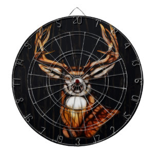 Zwart Donker Houten Herten Gewei Rustiek Landelijk Dartbord