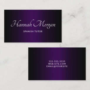 Zwart Donker Paars Ombre Elegant Schrift Visitekaartje