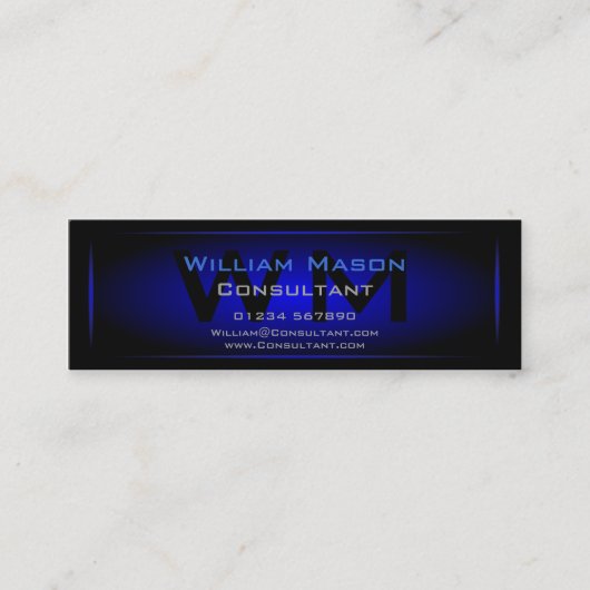 Zwart-donkerblauw-omhuld monogram - Visitekaartje (Voorkant)