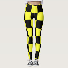 Zwart-donkergele controllerpatroonpatronen leggings