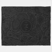 Zwart-donkergrijs Paisley Fleece Deken (Voorkant (Horizontaal))