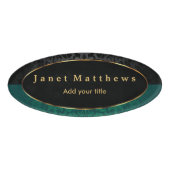 Zwart-donkergroene demper met Gold Trim-design Naambadge (Voorkant)