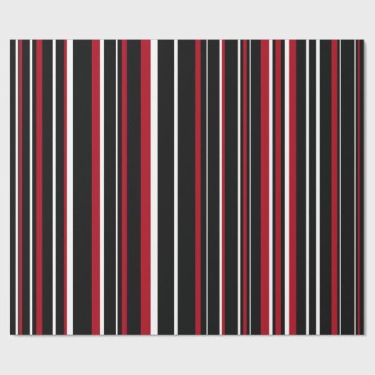 Zwart, donkerrood en wit gestreept inpakpapier (Vlak)