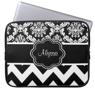 Zwart Dot Damask Hoesje voor persoonlijke laptop Sleeve