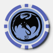 Zwart Dragon blauw 10 gestreepte poker chip (Voorkant)