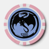 Zwart Dragon blauw roze 1000 gestreepte pokerchip (Voorkant)