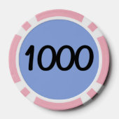 Zwart Dragon blauw roze 1000 gestreepte pokerchip (Achterkant)