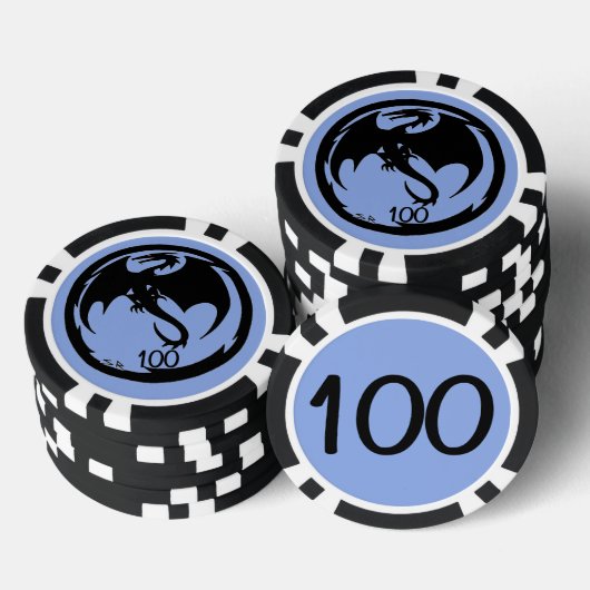 Zwart Dragon blauw zwart 100 gestreepte poker chip (Opstapeling)