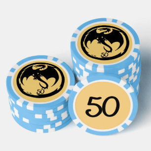 Zwart Dragon goud lt blauw 50 gestreepte poker chi Chips