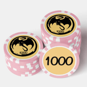 Zwart Dragon goud roze 1000 gestreepte poker chip