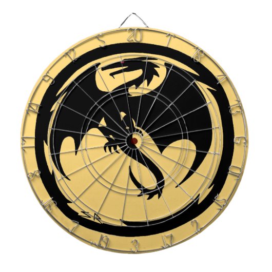 Zwart Dragon gouden dartboard Dartbord (Voorkant)