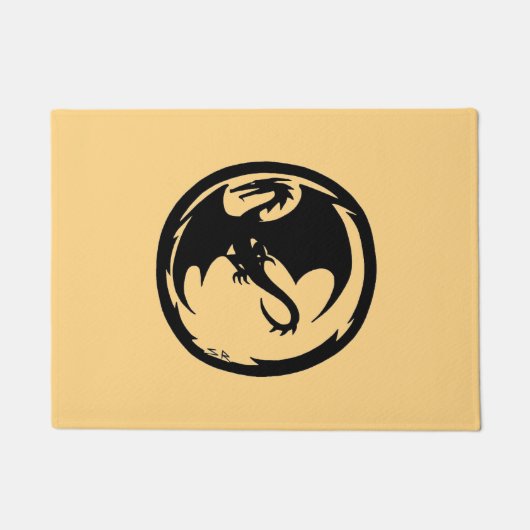 Zwart Dragon gouden kleine deurmat (Voorkant)