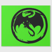 Zwart Dragon groen mat inpakpapier groot (Vlak)