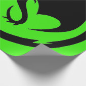 Zwart Dragon groen mat inpakpapier groot (Hoek)