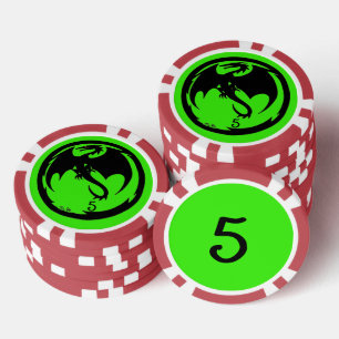 Zwart Dragon groen rood 5 gestreepte poker chip
