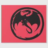 Zwart Dragon koraal glanzend inpakpapier groot (Vlak)