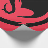 Zwart Dragon koraal glanzend inpakpapier groot (Hoek)