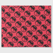 Zwart Dragon koraal glanzend inpakpapier medium (Vlak)