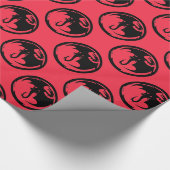 Zwart Dragon koraal glanzend inpakpapier medium (Hoek)