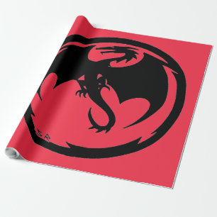 Zwart Dragon koraal mat inpakpapier groot