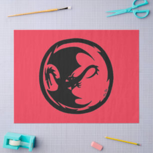 Zwart Dragon koraal tissuepapier groot