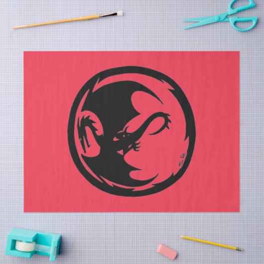 Zwart Dragon koraal tissuepapier groot (Craft)