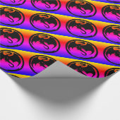 Zwart Dragon neon glanzend inpakpapier medium (Hoek)