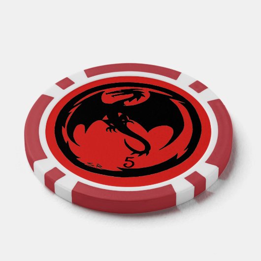 Zwart Dragon rood 5 gestreepte poker chip (Enkel)