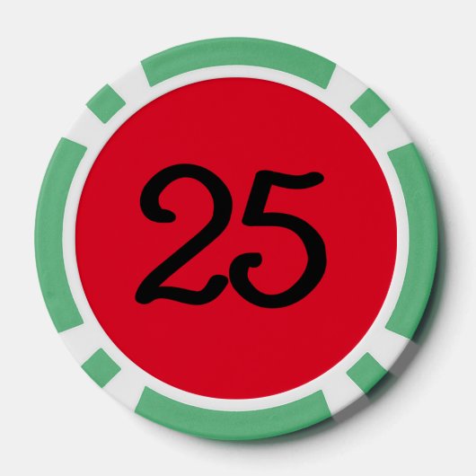 Zwart Dragon rood groen 25 gestreepte poker chip (Achterkant)