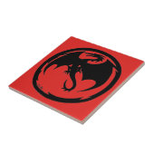 Zwart dragon Rood klein tegel Tegeltje (Zijkant)