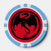 Zwart Dragon rood lt blauw 50 gestreepte poker chi Poker Chips (Voorkant)