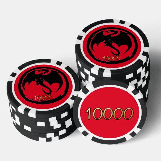 Zwart Dragon rood zwart goud 10K streep poker chip (Opstapeling)