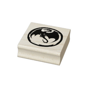 Zwart Dragon rubberen stempel op geen greep