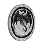 Zwart Dragon wit dartboard Dartbord (Voorkant Links)