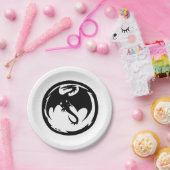 Zwart Dragon wit papier borden Papieren Bordje (Feest)