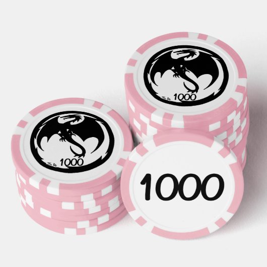 Zwart Dragon wit roze 1000 gestreepte pokerchip (Opstapeling)