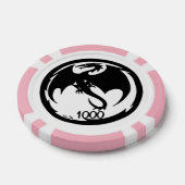 Zwart Dragon wit roze 1000 gestreepte pokerchip (Enkel)