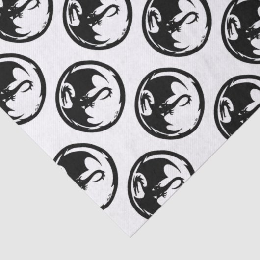 Zwart Dragon wit tissuepapier medium (Detail)