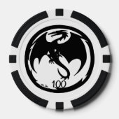 Zwart Dragon wit zwart 100 gestreepte poker chip (Voorkant)