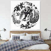 Zwart dragon Wrapped Canvas Afdruk (Insitu (Slaapkamer))
