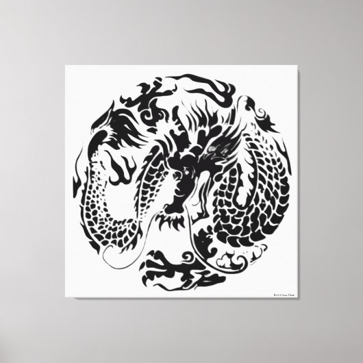 Zwart dragon Wrapped Canvas Afdruk (Voorkant)