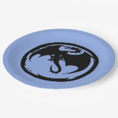 Zwart Drakenblauw grote papieren borden Papieren Bordje (Gekanteld)