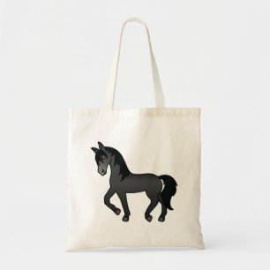 Zwart Dravend Paard Mooie Cartoon Illustratie Tote Bag
