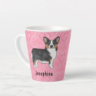 Zwart Driekleurige Pembroke Welsh Corgi Hartpatroo Latte Mok